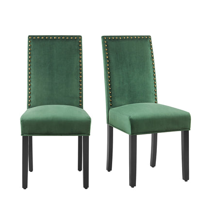 Ensemble de 2 chaises de salle à manger en velours vert Maidwell