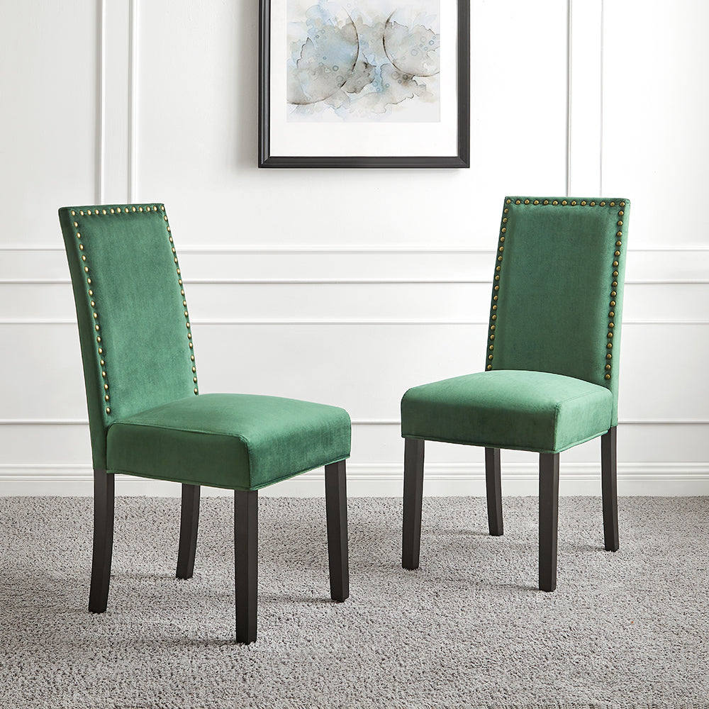 Ensemble de 2 chaises de salle à manger en velours vert Maidwell