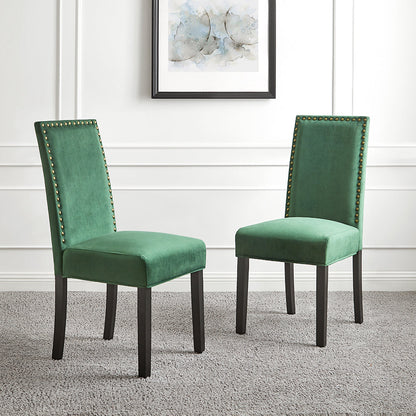 Ensemble de 2 chaises de salle à manger en velours vert Maidwell