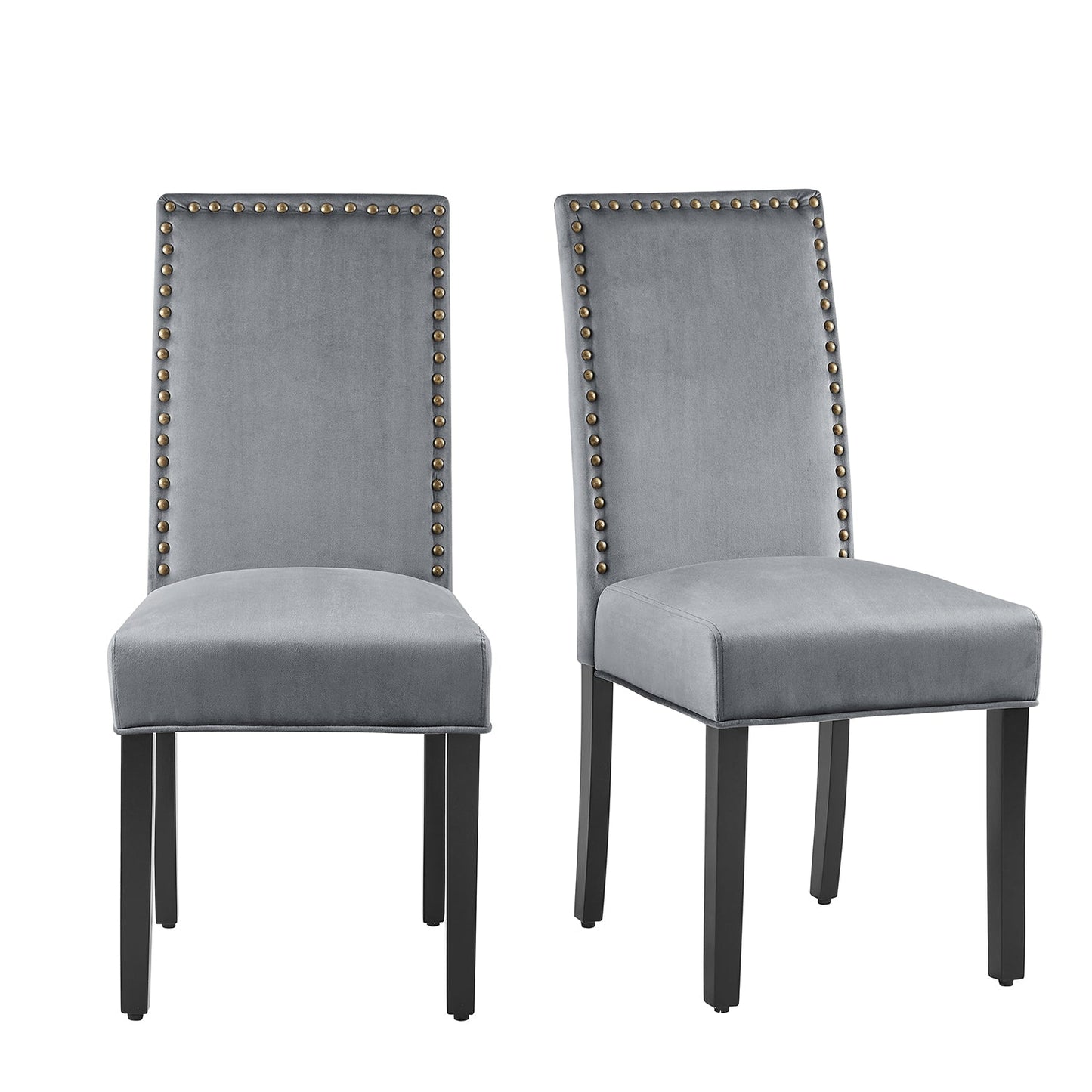 Ensemble de 2 chaises de salle à manger en velours gris Maidwell