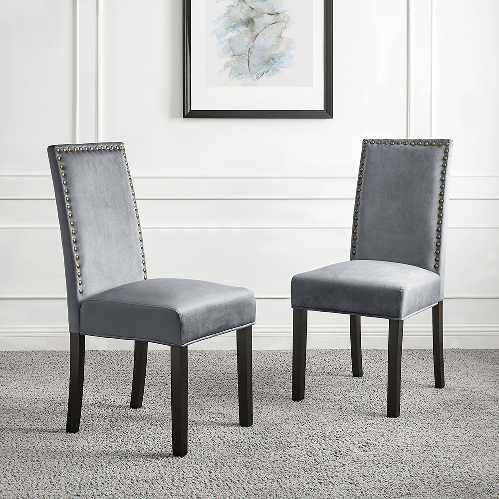 Ensemble de 2 chaises de salle à manger en velours gris Maidwell