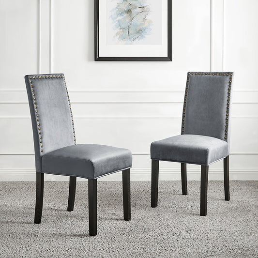 Ensemble de 2 chaises de salle à manger en velours gris Maidwell