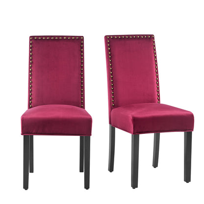 Ensemble de 2 chaises de salle à manger Maidwell en velours rouge cramoisi