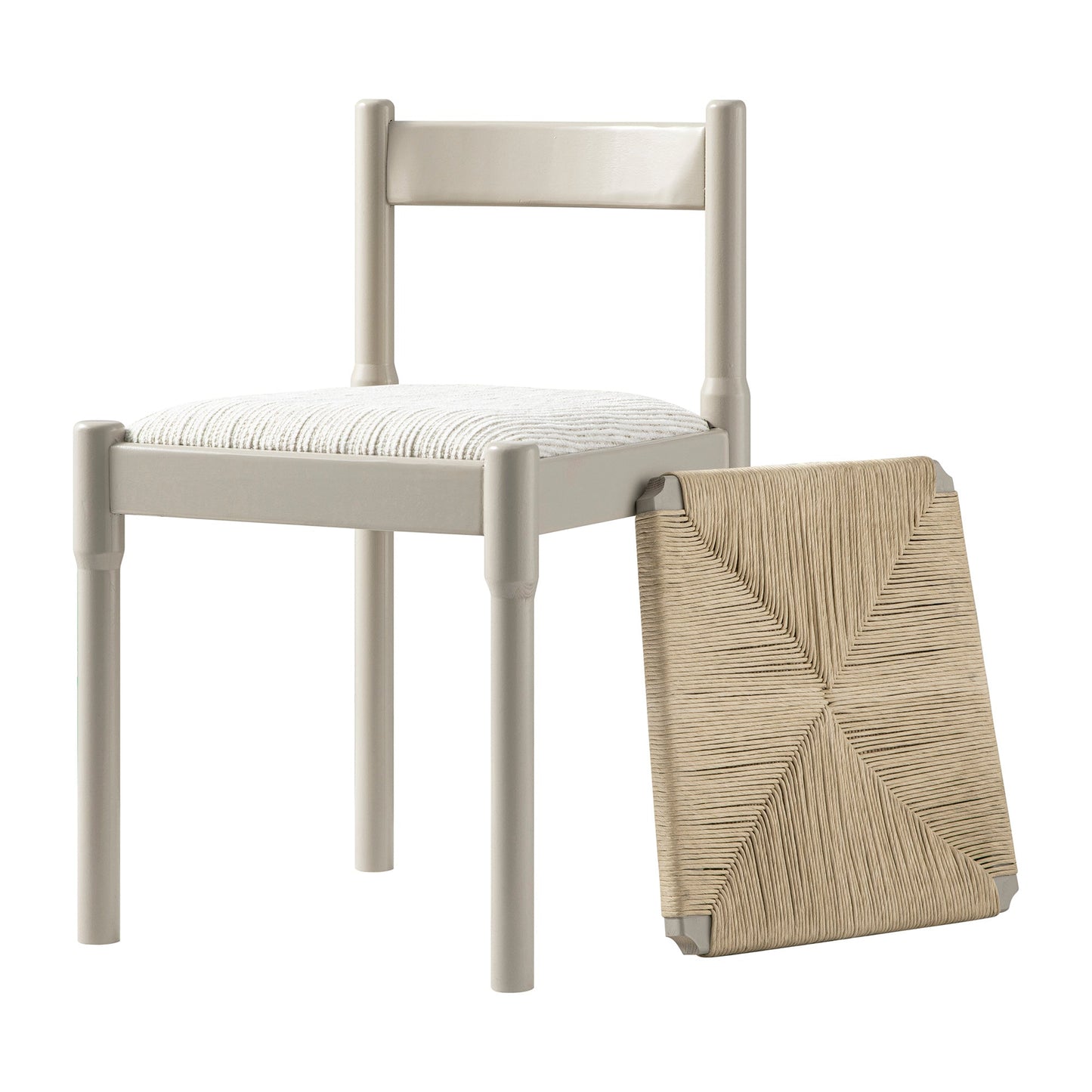 Chaise de salle à manger 2 en 1 Minley, taupe clair brillant