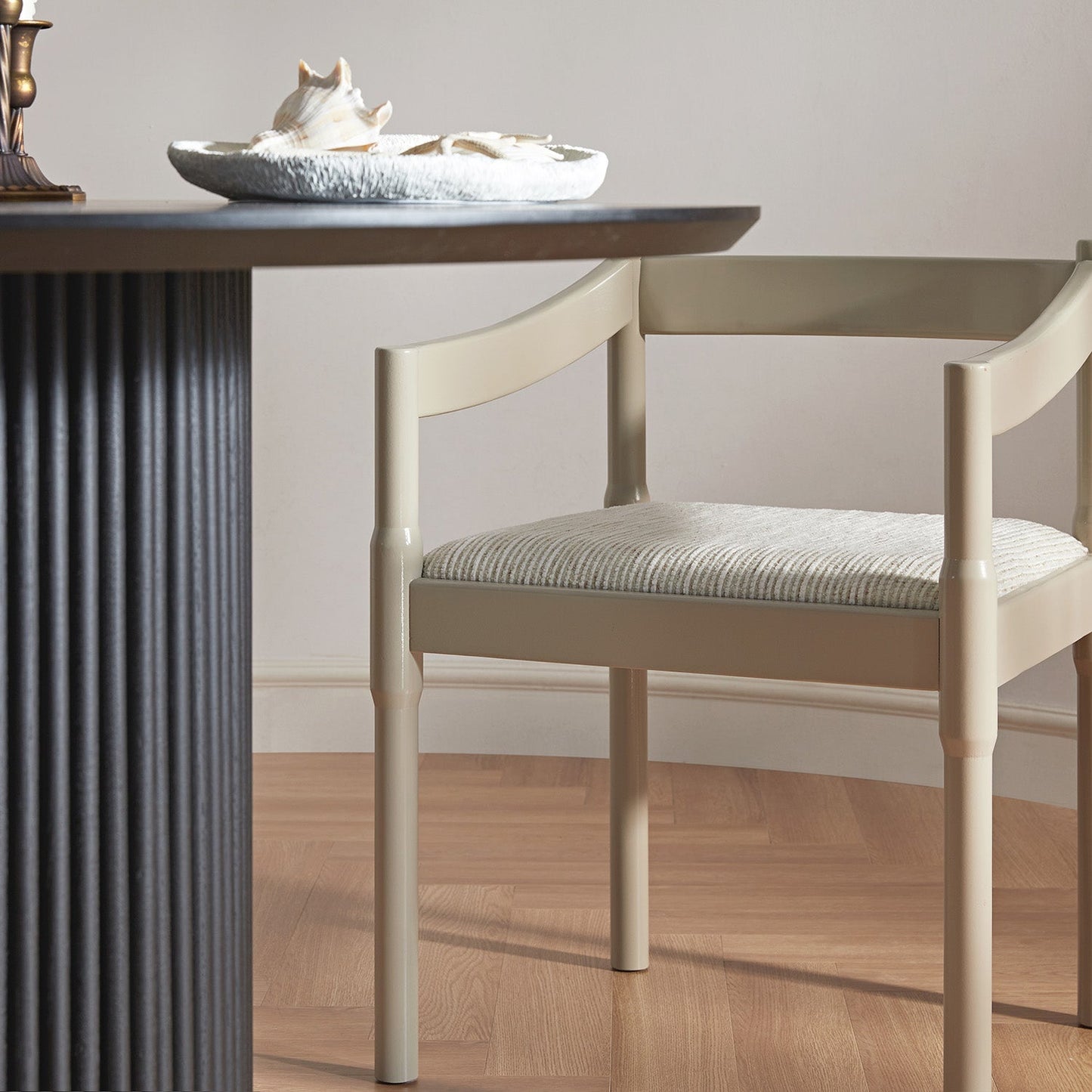 Chaise de salle à manger 2 en 1 Minley, taupe clair brillant