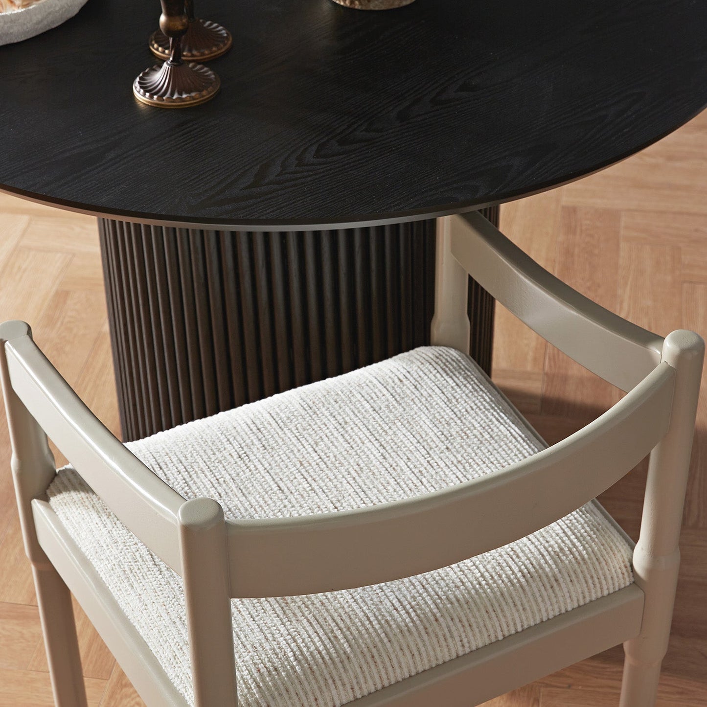 Chaise de salle à manger 2 en 1 Minley, taupe clair brillant