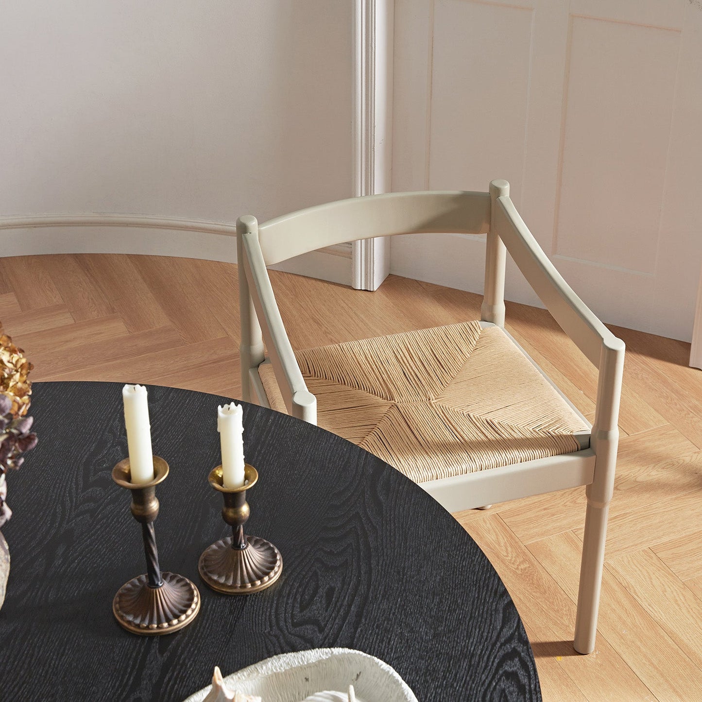 Chaise de salle à manger 2 en 1 Minley, taupe clair brillant