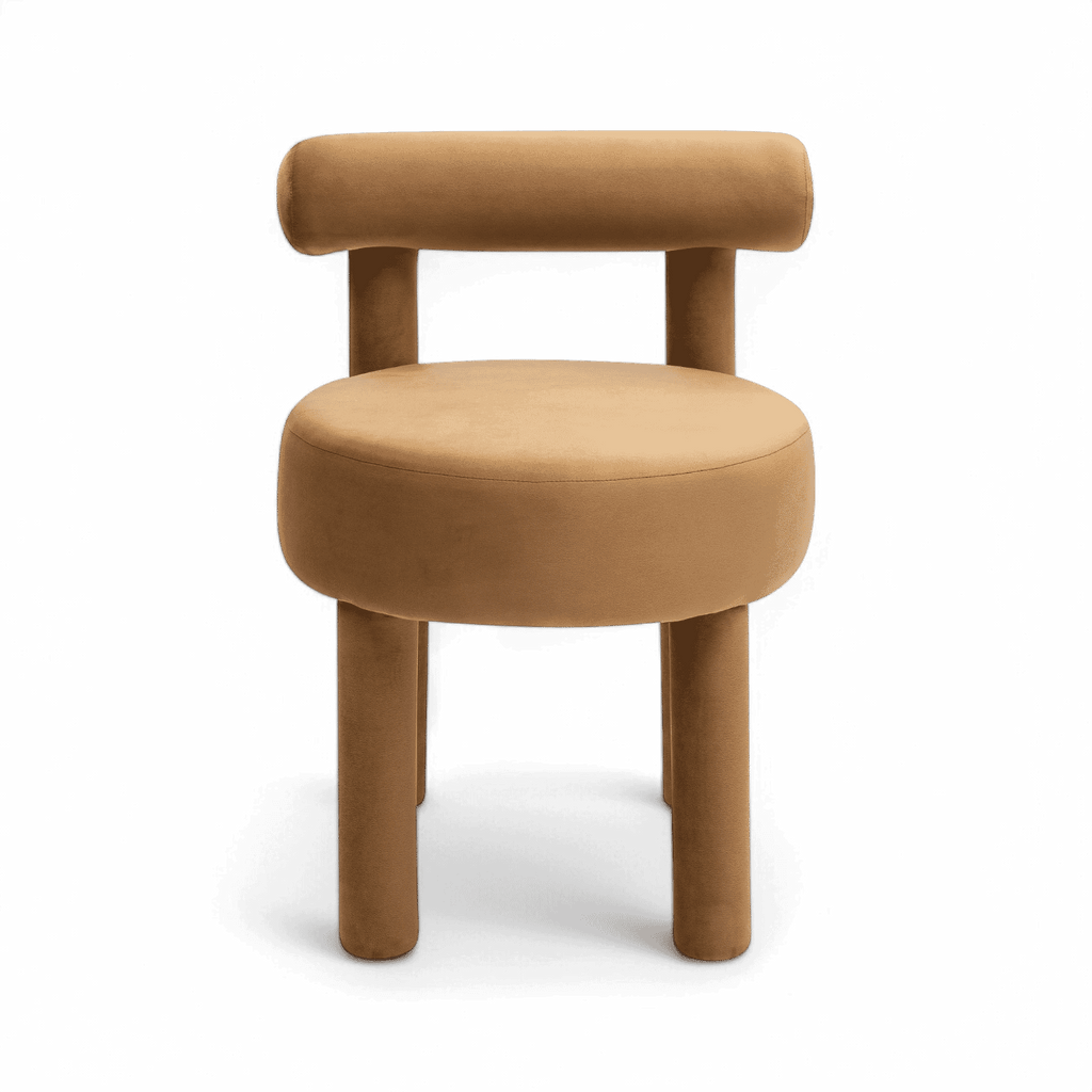 Chaise de salle à manger en velours Camel Arch