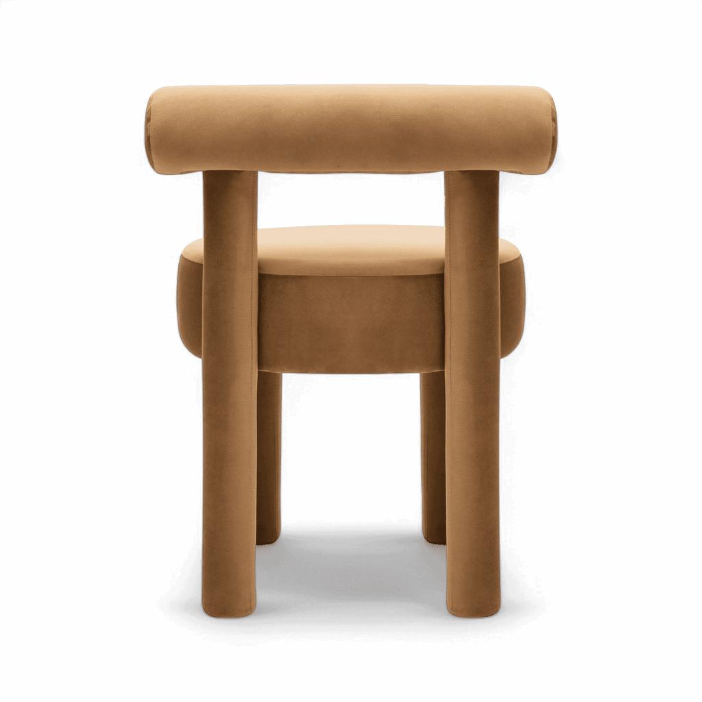 Chaise de salle à manger en velours Camel Arch