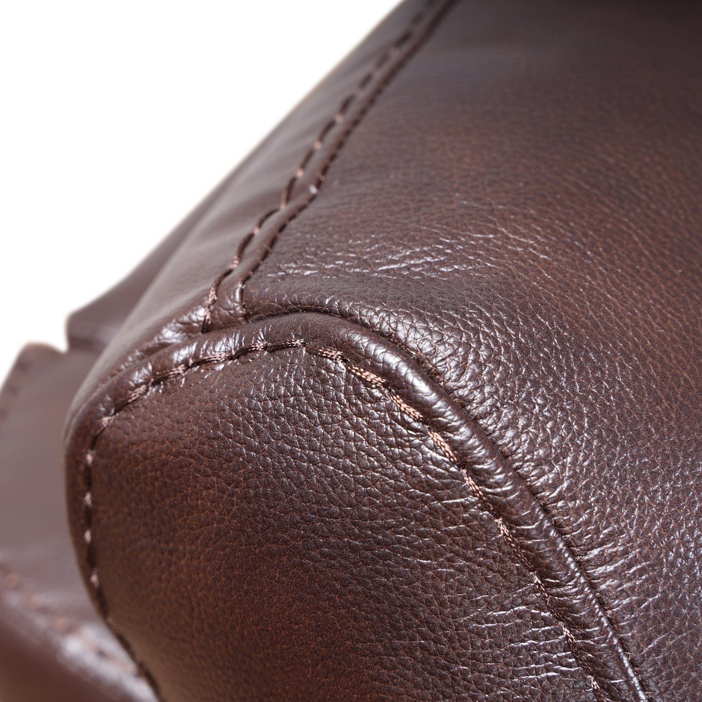 Fauteuil inclinable manuel Davin en cuir pleine fleur marron avec repose-pieds extensible