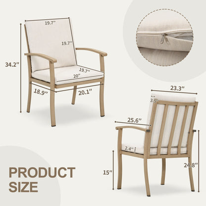 Ensemble de salle à manger de patio en aluminium EGEIROS LIFE AluLux 9 pièces avec 2 chaises de salle à manger pivotantes, 6 chaises de salle à manger et coussins lavables