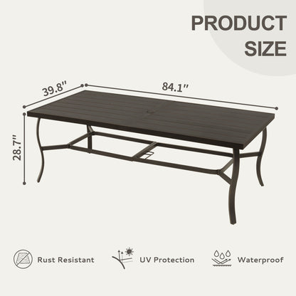 Ensemble de salle à manger de patio en aluminium EGEIROS LIFE AluLux 9 pièces avec 2 chaises de salle à manger pivotantes, 6 chaises de salle à manger et coussins lavables