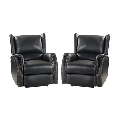 Fauteuil inclinable électrique Eduardo en cuir véritable avec port USB (lot de 2)