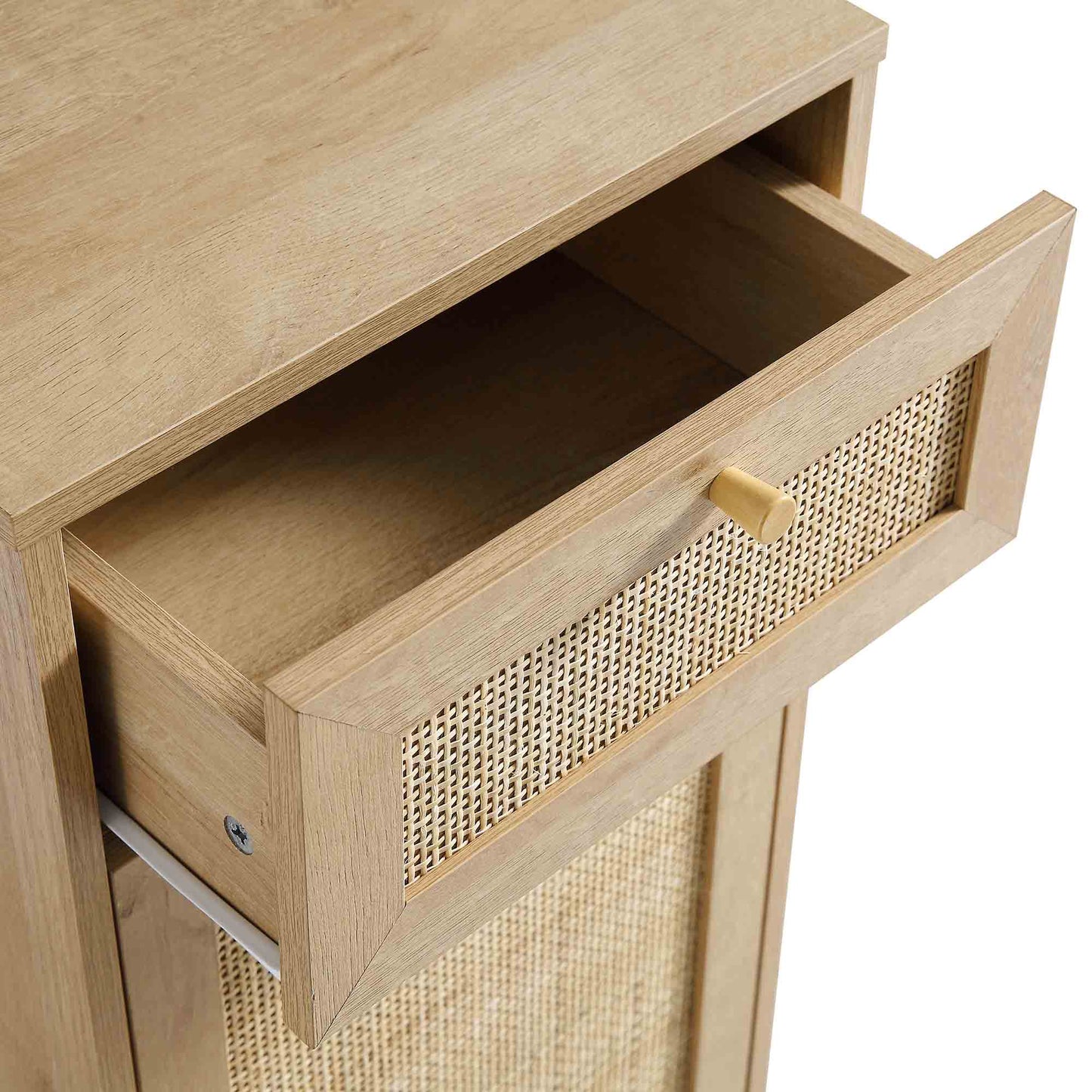 Meuble de salle de bain 1 porte en rotin tressé Frances, naturel