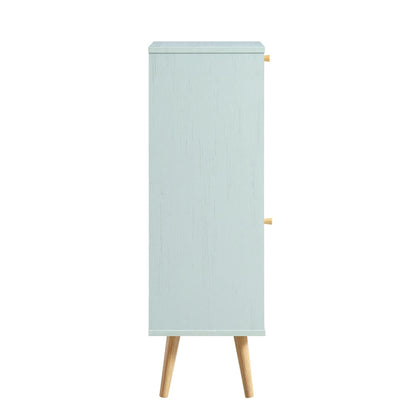 Armoire de salle de bain 1 porte en rotin tressé Frances, menthe