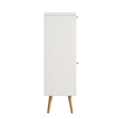 Meuble de salle de bain 1 porte en rotin tressé Frances, blanc