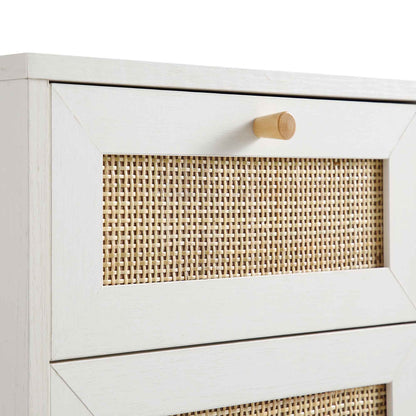 Meuble de salle de bain 1 porte en rotin tressé Frances, blanc