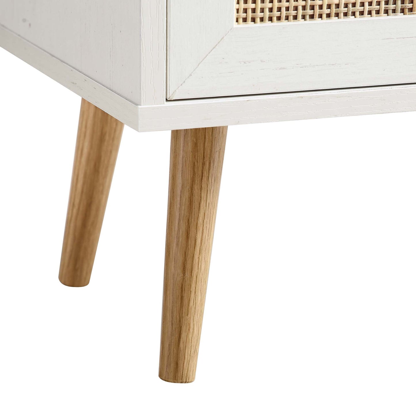 Meuble de salle de bain 1 porte en rotin tressé Frances, blanc