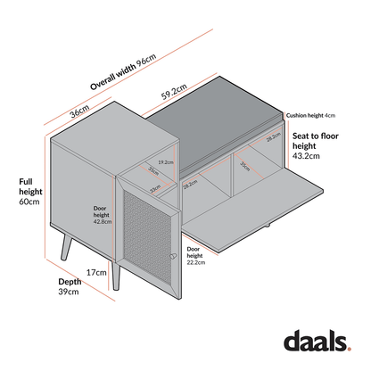 Banc de rangement en rotin tressé Frances avec coussin, menthe