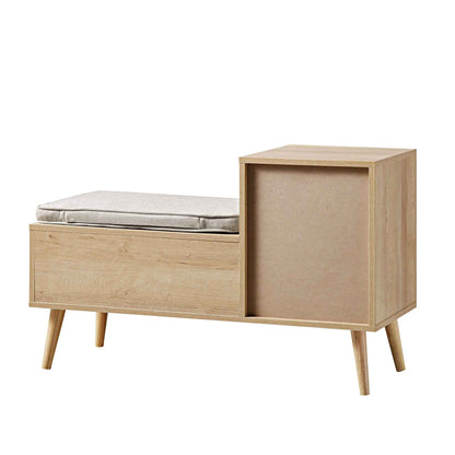 Banc de rangement en rotin tressé Frances avec coussin, naturel