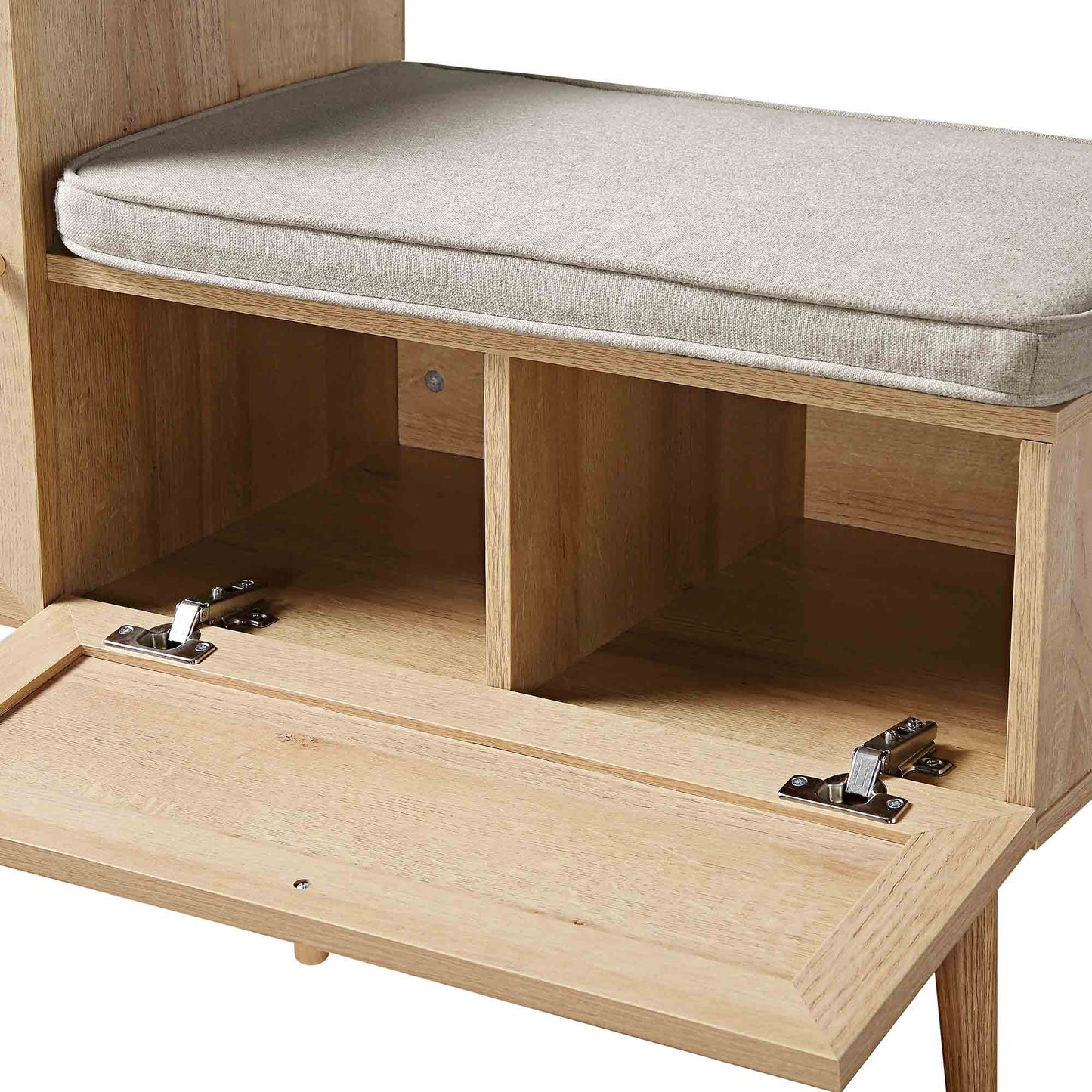 Banc de rangement en rotin tressé Frances avec coussin, naturel