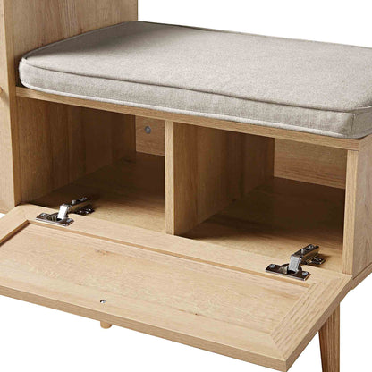 Banc de rangement en rotin tressé Frances avec coussin, naturel