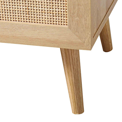 Banc de rangement en rotin tressé Frances avec coussin, naturel