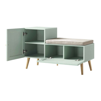 Banc de rangement en rotin tressé Frances avec coussin, menthe