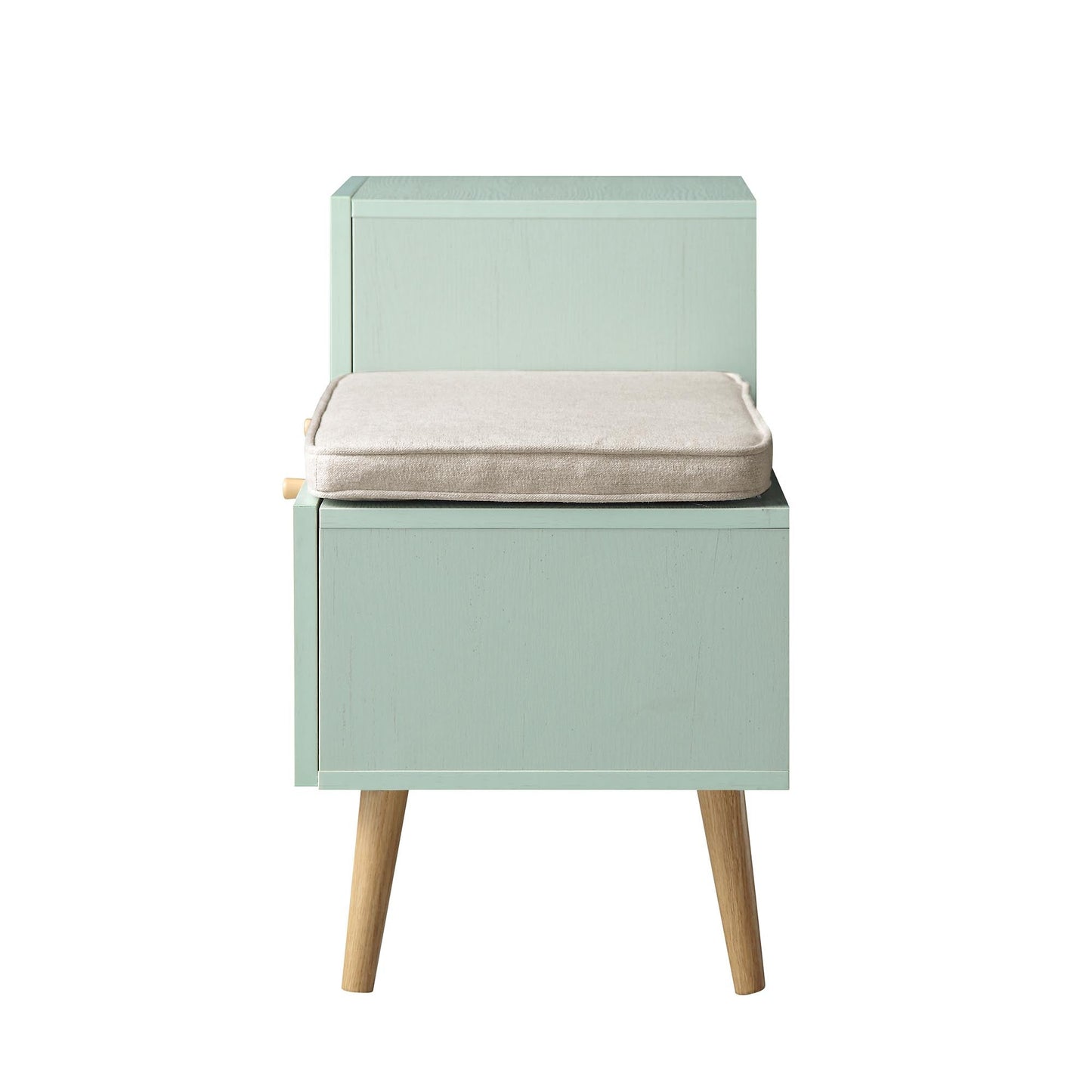 Banc de rangement en rotin tressé Frances avec coussin, menthe