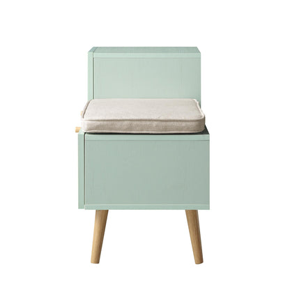 Banc de rangement en rotin tressé Frances avec coussin, menthe