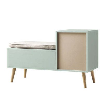 Banc de rangement en rotin tressé Frances avec coussin, menthe