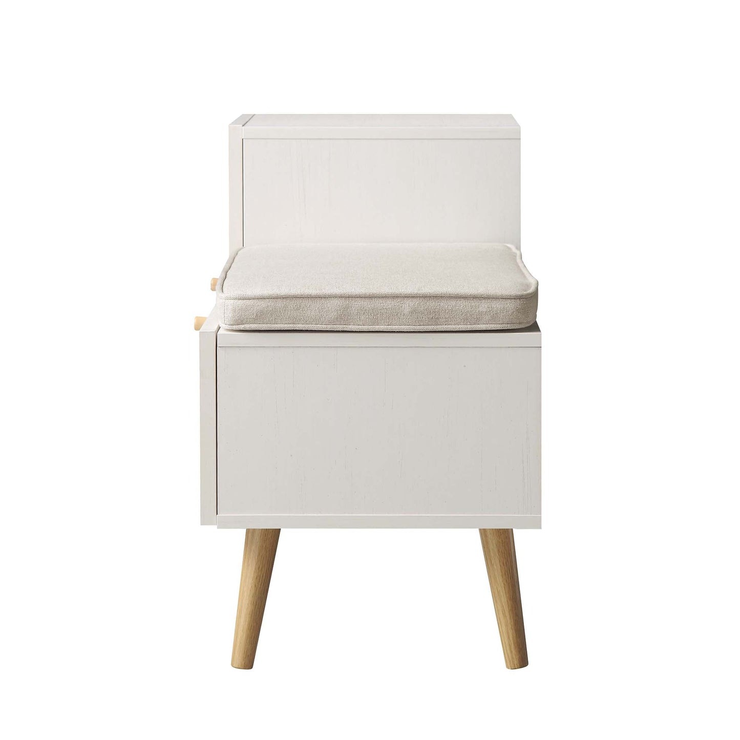 Banc de rangement en rotin tressé Frances avec coussin, blanc
