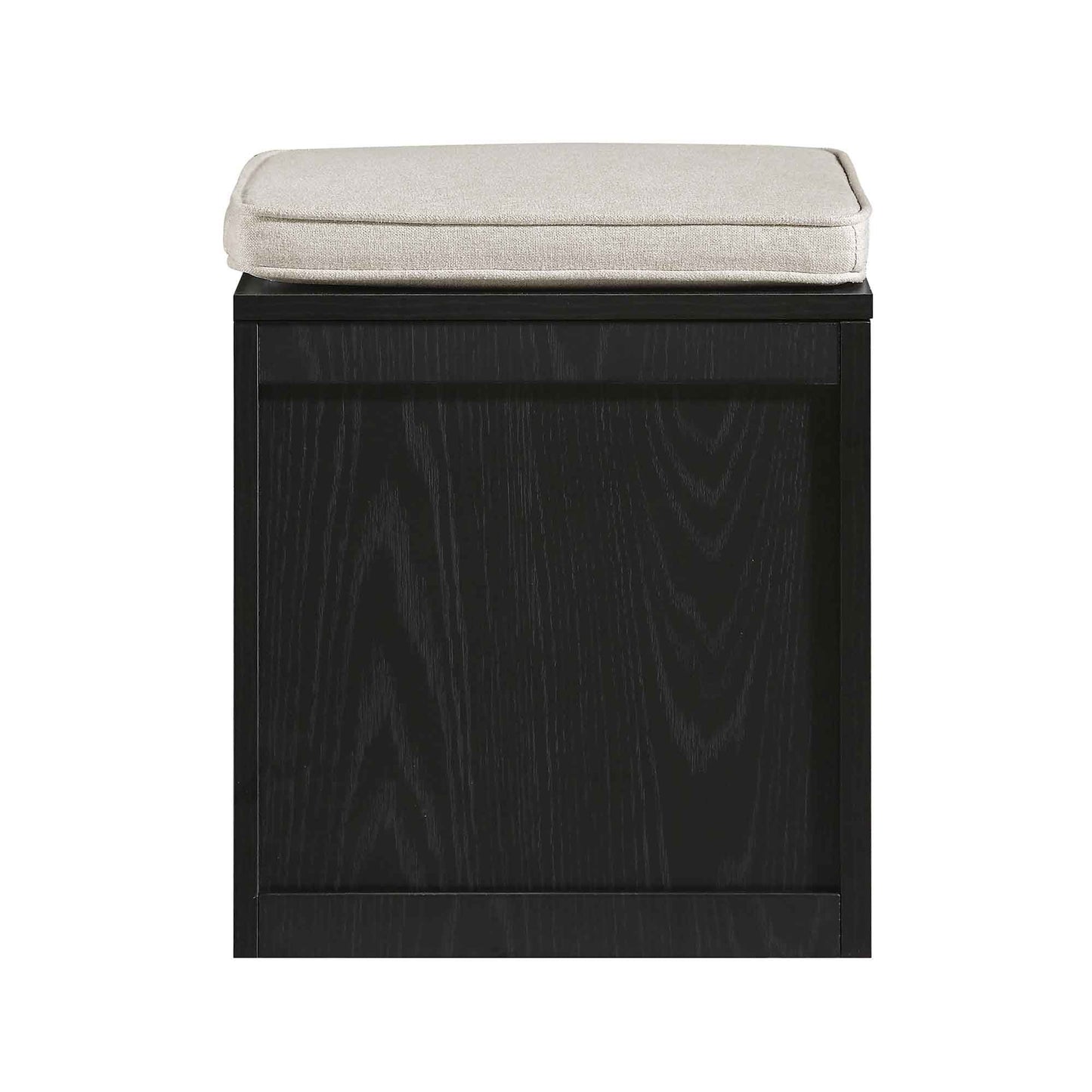 Tabouret de rangement simple en rotin tressé Frances avec coussin, noir