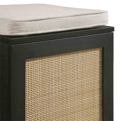 Tabouret de rangement simple en rotin tressé Frances avec coussin, noir