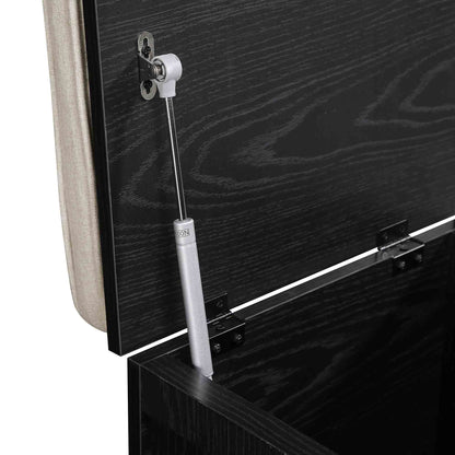 Tabouret de rangement simple en rotin tressé Frances avec coussin, noir