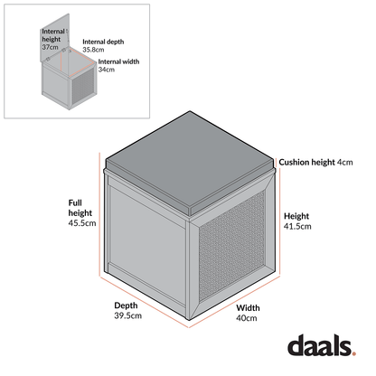 Tabouret de rangement simple en rotin tressé Frances avec coussin, noir
