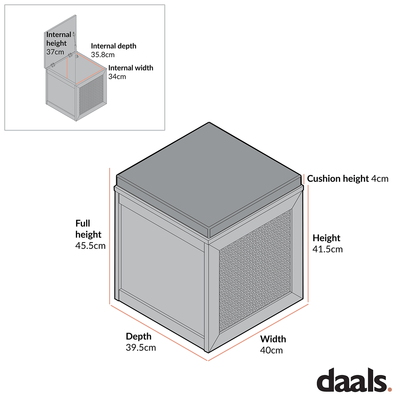 Tabouret de rangement simple en rotin tressé Frances avec coussin, menthe