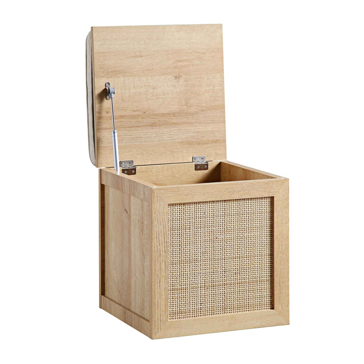 Tabouret de rangement simple en rotin tressé Frances avec coussin, naturel