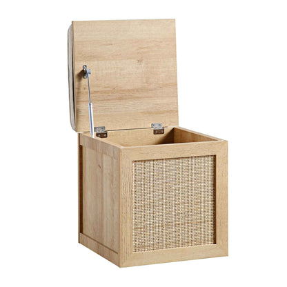 Tabouret de rangement simple en rotin tressé Frances avec coussin, naturel