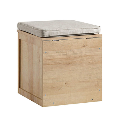 Tabouret de rangement simple en rotin tressé Frances avec coussin, naturel