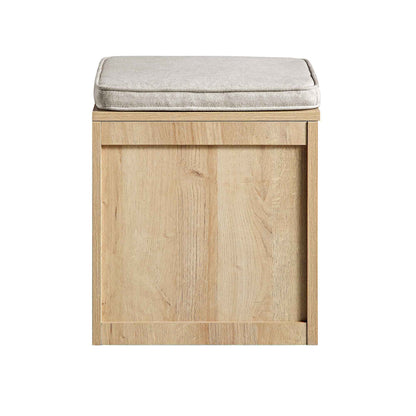 Tabouret de rangement simple en rotin tressé Frances avec coussin, naturel