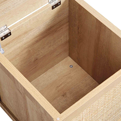 Tabouret de rangement simple en rotin tressé Frances avec coussin, naturel