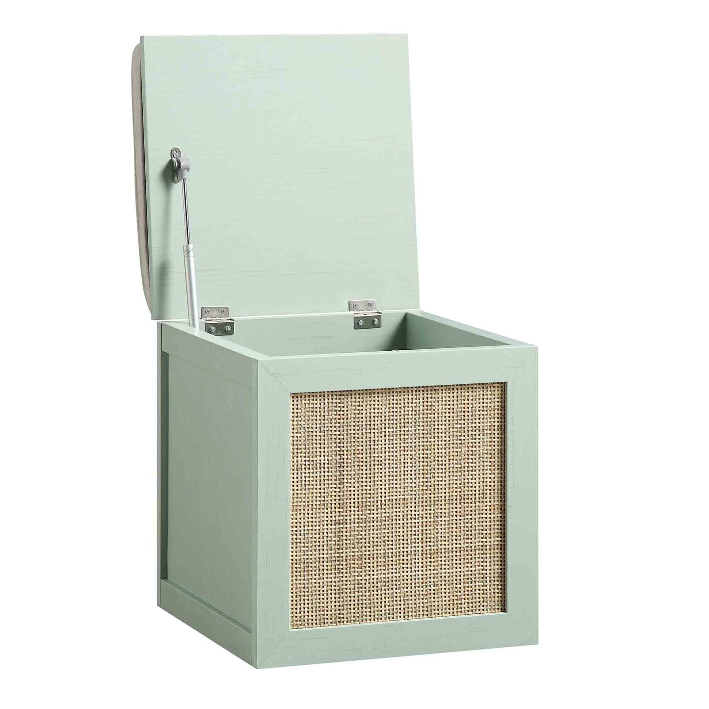 Tabouret de rangement simple en rotin tressé Frances avec coussin, menthe
