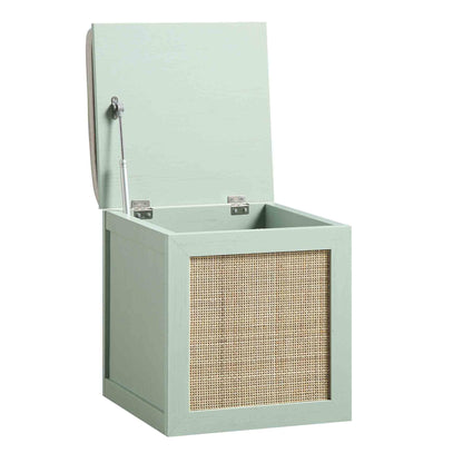 Tabouret de rangement simple en rotin tressé Frances avec coussin, menthe