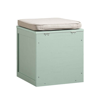 Tabouret de rangement simple en rotin tressé Frances avec coussin, menthe