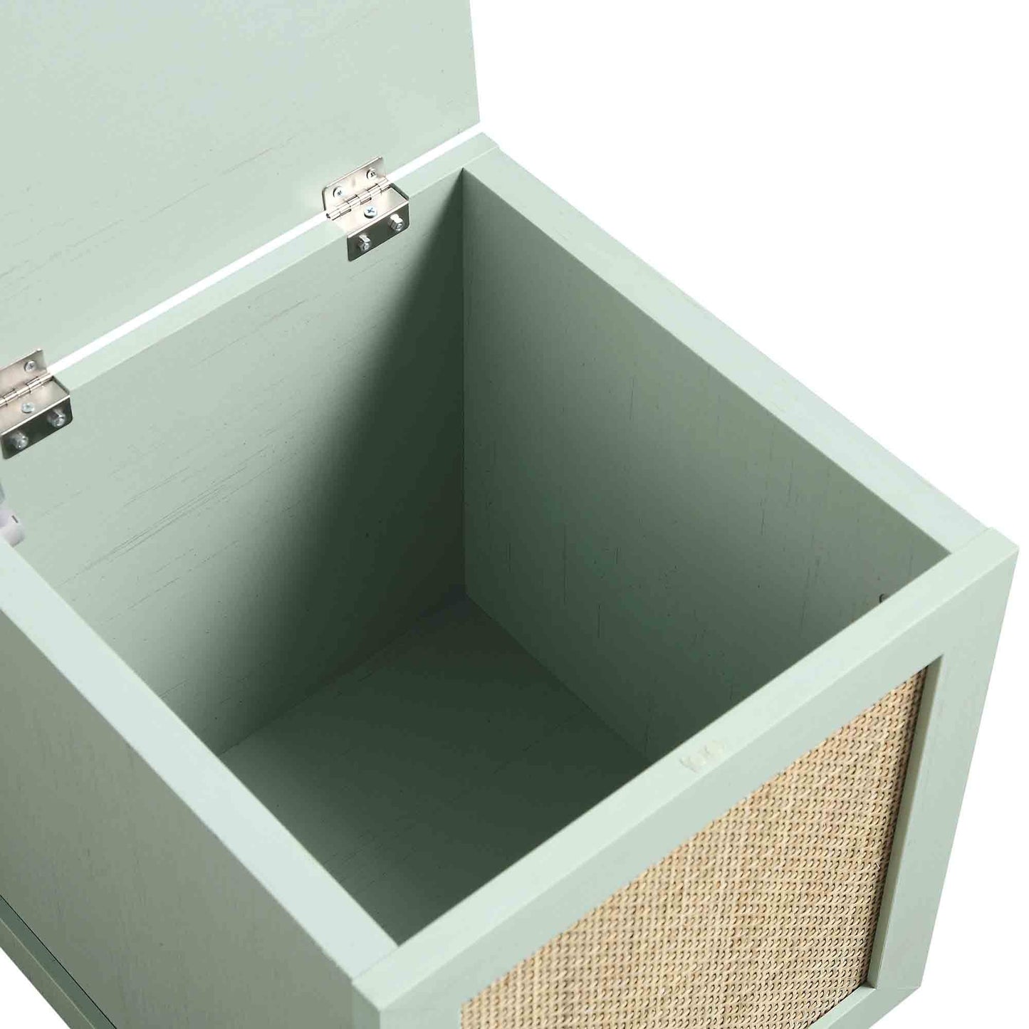 Tabouret de rangement simple en rotin tressé Frances avec coussin, menthe