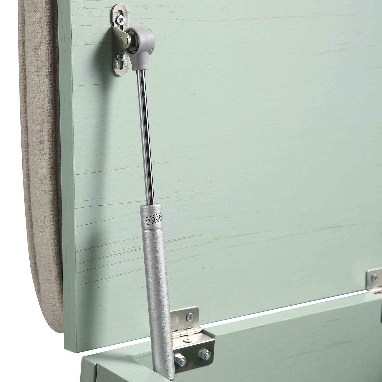 Tabouret de rangement simple en rotin tressé Frances avec coussin, menthe