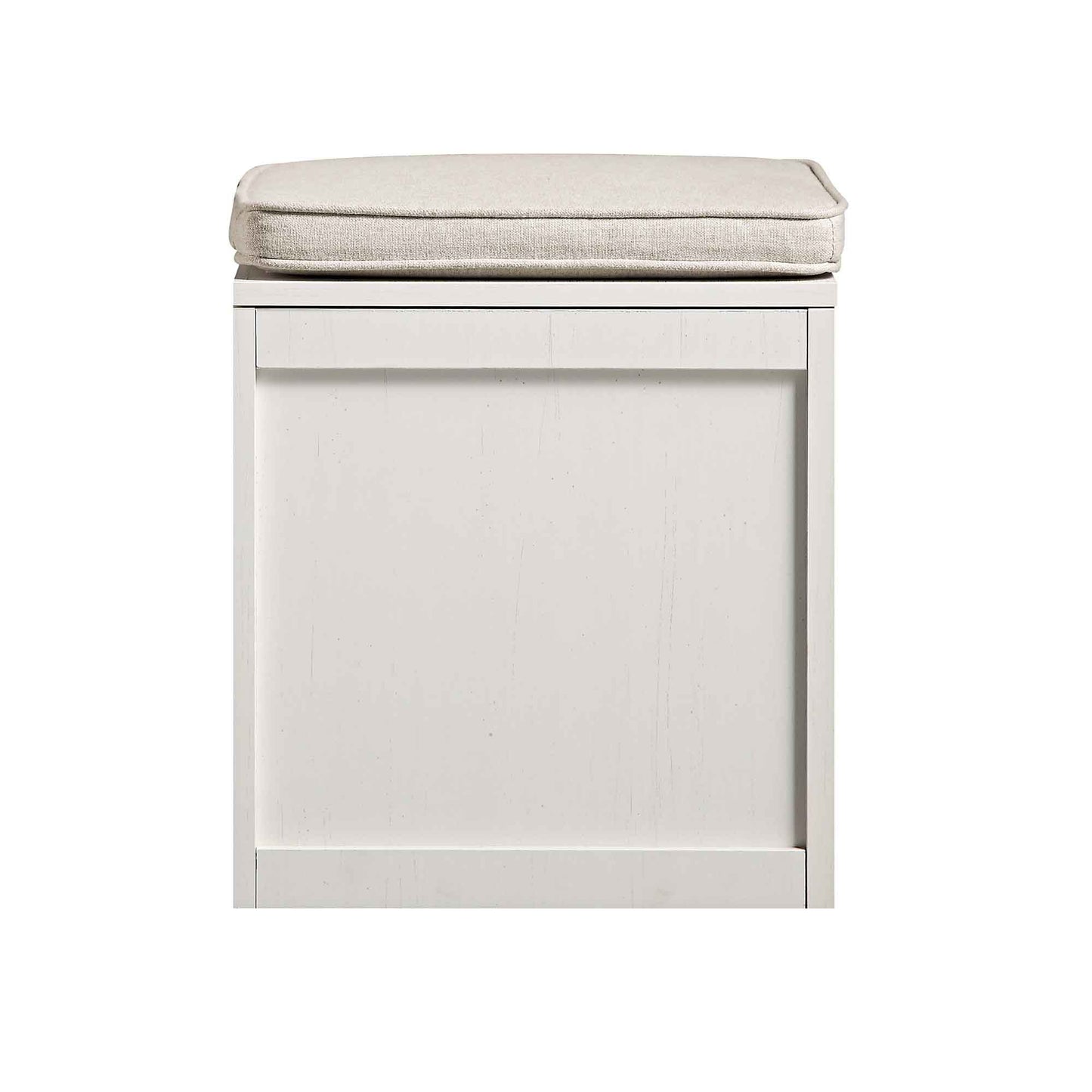 Tabouret de rangement simple en rotin tressé Frances avec coussin, blanc