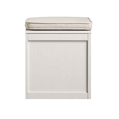 Tabouret de rangement simple en rotin tressé Frances avec coussin, blanc