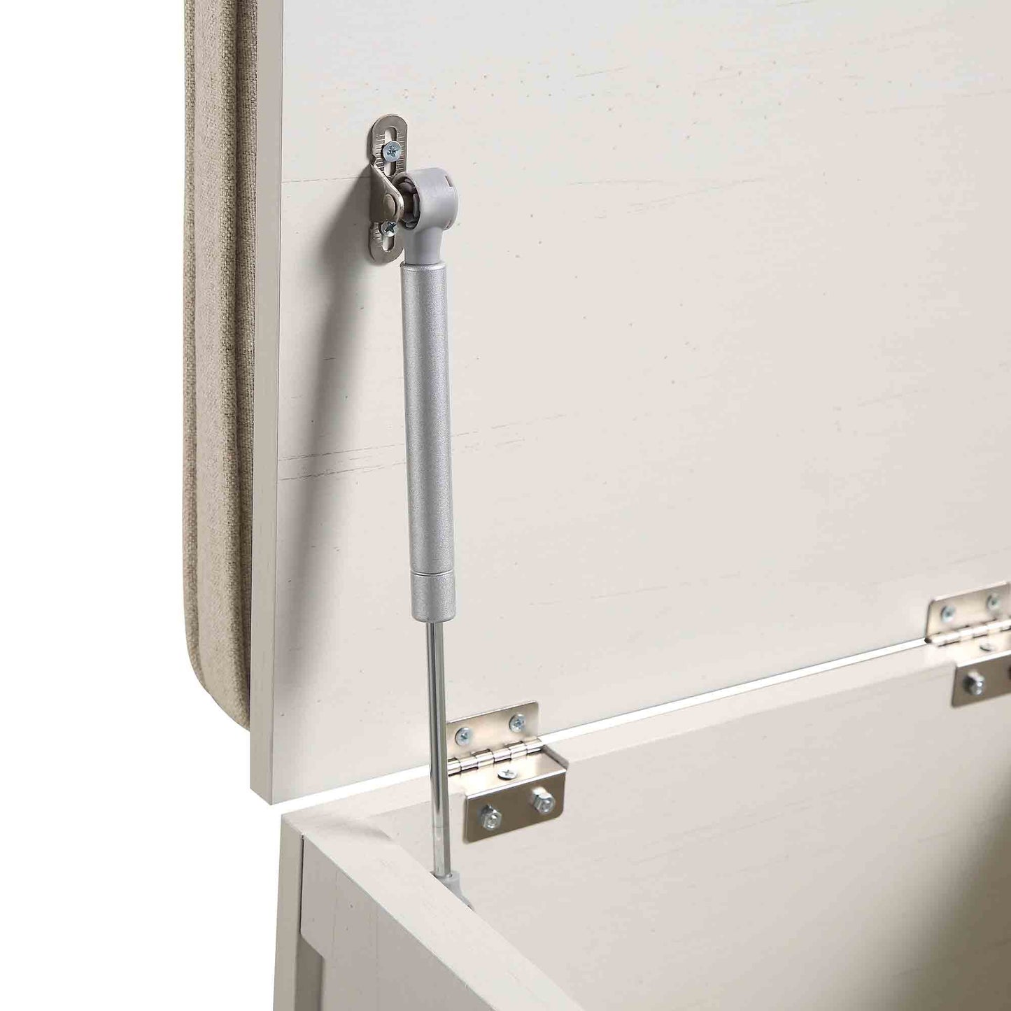 Tabouret de rangement simple en rotin tressé Frances avec coussin, blanc